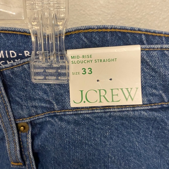 NWT J.Crew Mid-Rise Slouchy Straight Jeans Sz 33 in Turney Wash. MSRP is $148. - Picture 3 of 10